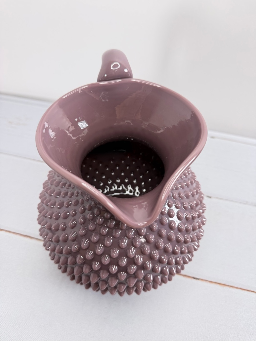 Mosser Glass Gigi Hobnail Pitcher Eggplant Purple 70 oz Fenton Mold - Picture 5 of 14